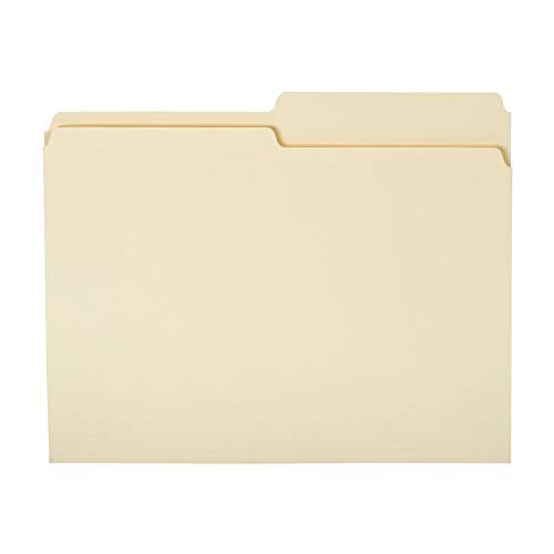 Basics Manila File Folders, Letter Size, 1/2