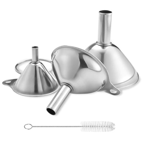 Modern Metal Stainless Steel Funnel, Large Medium Small Funnel Set Collection