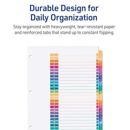 Minimalist Avery A-Z Dividers for 3 Ring Binders, 26 Set