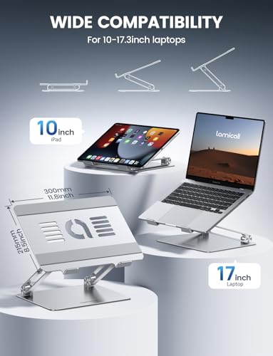 Minimalist Lamicall Adjustable Laptop Stand, Portable Laptop Riser, Aluminum Laptop Stand Essentials