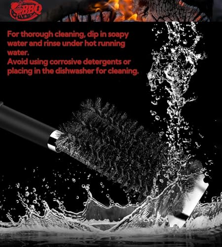 Eco-Friendly TNTOR Grill Brush with Scraper, 18" Adjustable Handle BBQ Grill Collection
