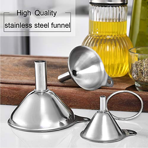 Modern Metal Stainless Steel Funnel, Large Medium Small Funnel Set Collection